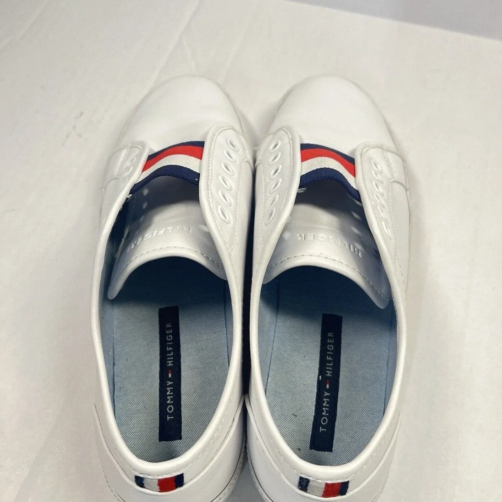 Tommy‎ Hilfiger Women's 8 Twanni White Leather Preppy Sporty Nautical